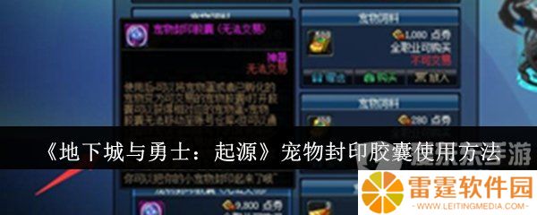 地下城与勇士起源宠物封印胶囊怎么用 宠物封印胶囊使用方法
