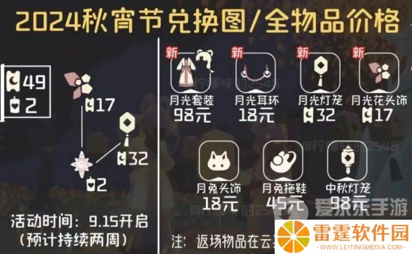 光遇中秋节物品兑换图是什么 光遇中秋节物品兑换图一览