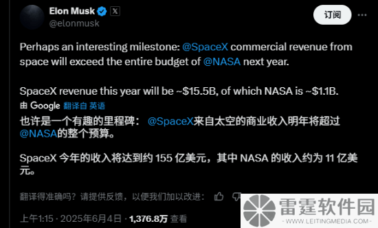 SpaceX营收预计飙升，商业航天收入或超NASA全年预算？