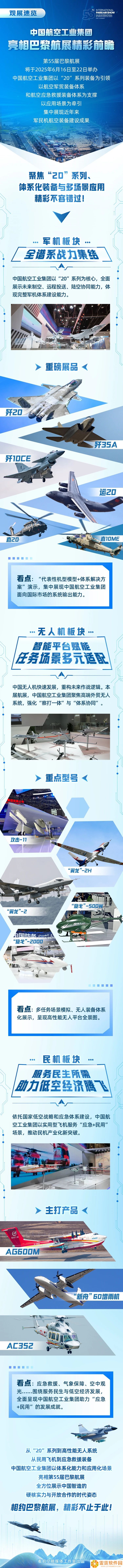 中国航空工业公布 2025 巴黎航展阵容，歼-20、运-20 领衔