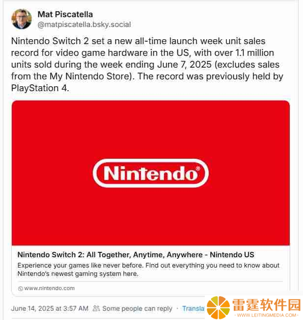 卖疯了！Switch 2美国首周销量超110万台