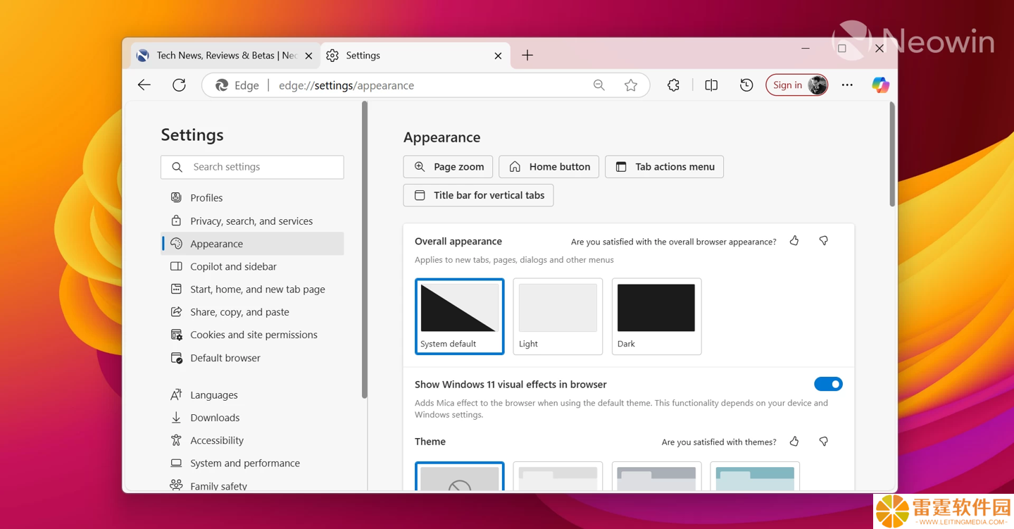 微软 Edge 浏览器第二次移除 Mica 云母效果