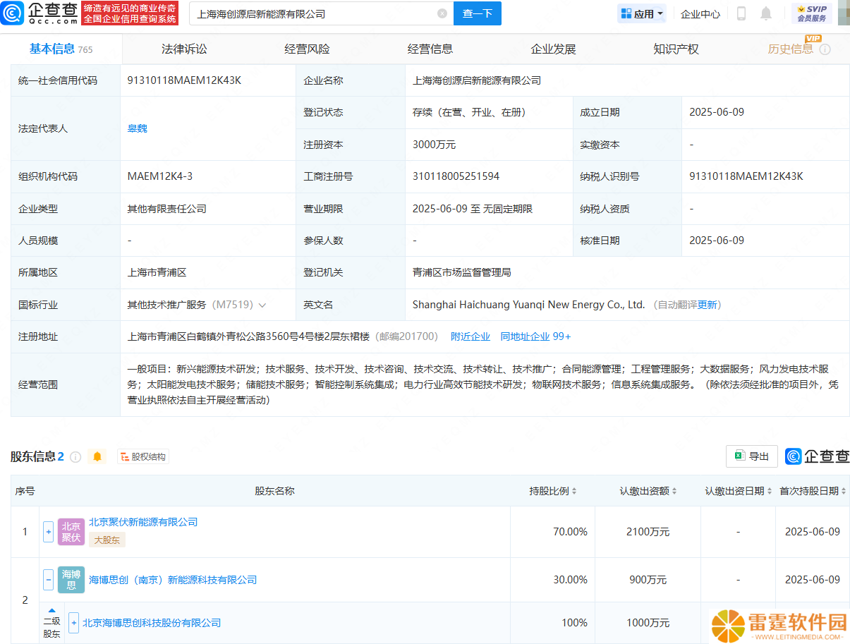 海博思创等新设新能源公司，含大数据服务业务