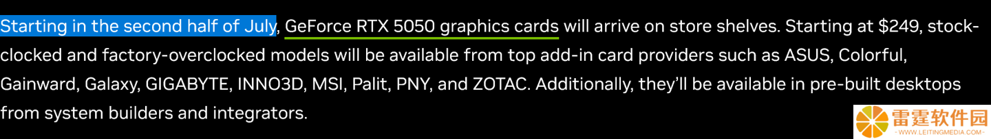 英伟达 GeForce RTX 5050 显卡中国大陆 7 月上市，未提及“下半月”