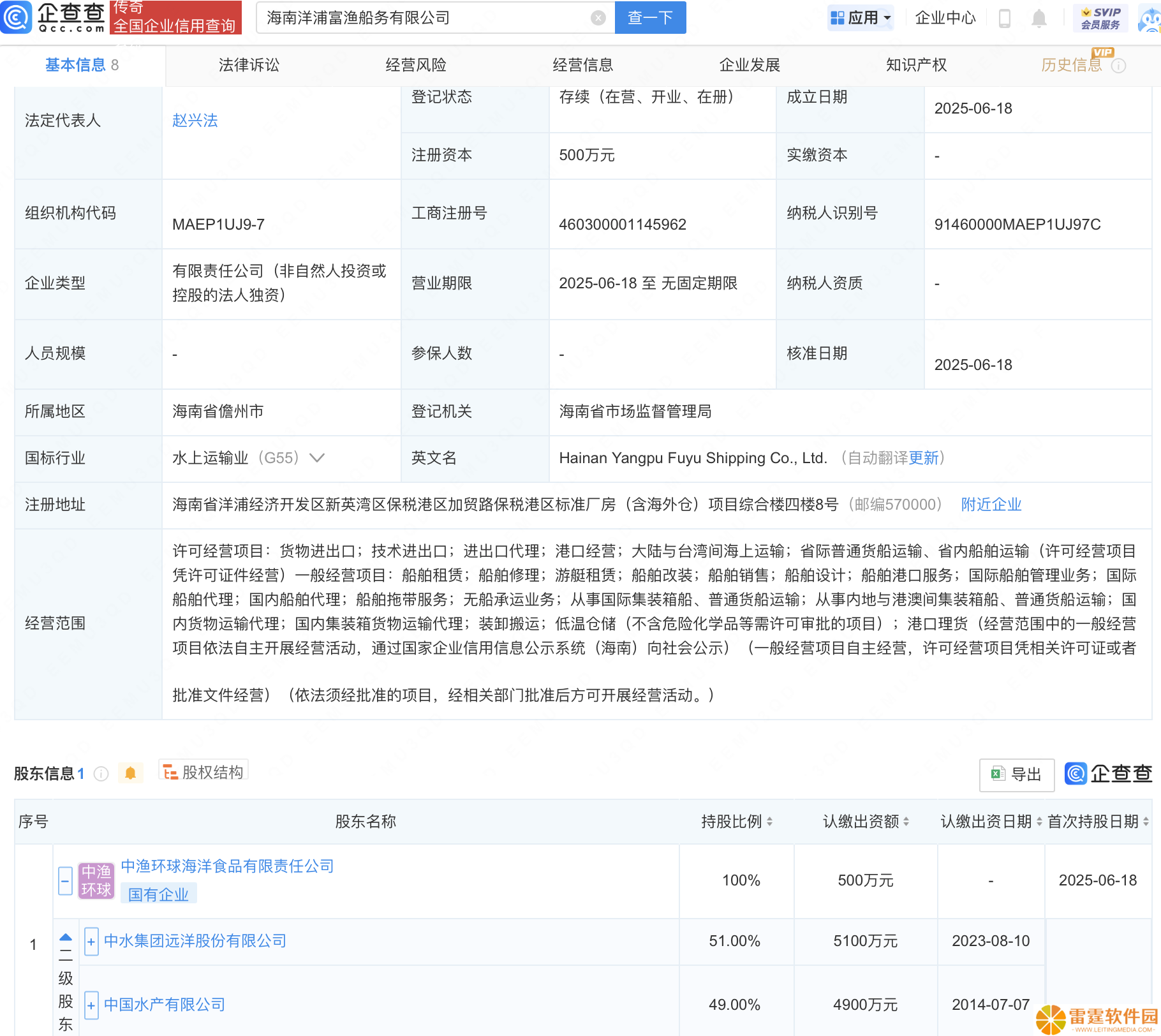 中水渔业投资成立新公司，含船舶设计业务
